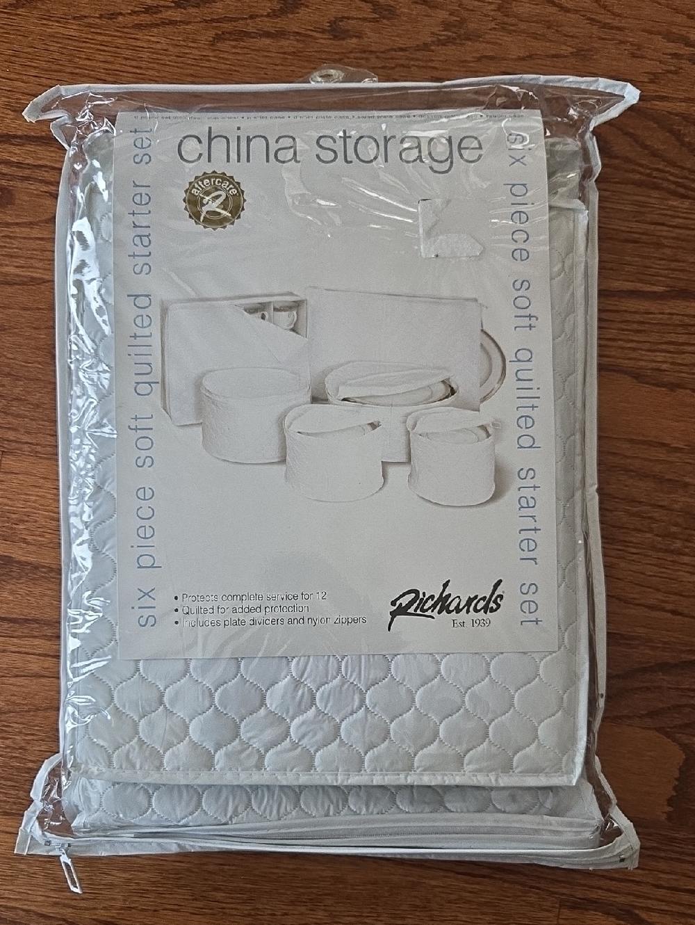Richards 6 Piece China Storage Quilted Starter Set - White NEW